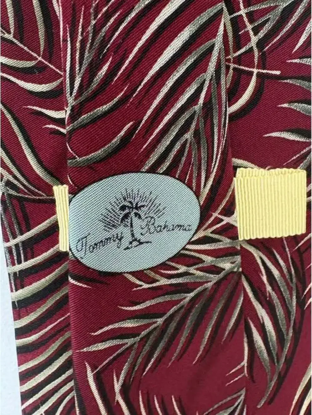 Vintage Tommy Bahama Burgundy Palm Leaf Silk Tie - Looks NWOT